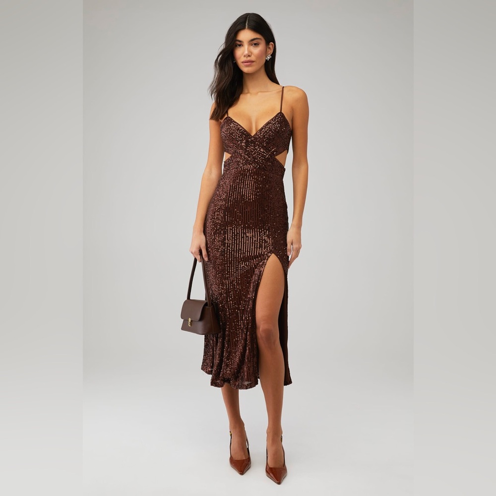 Saylor Harmonie Brown Sequin Dress